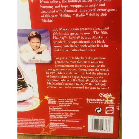 Mattel Holiday Barbie 2006 Bob McKee Dress Limited Edition Vintage‎ NRFB - Picture 10 of 11